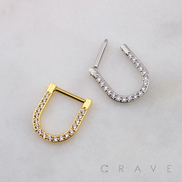 MULTI CZ U-SHAPED SEPTUM HINGED SEGMENT HOOP RING 316L SURGICAL STEEL MULTI CZ U-SHAPED SEPTUM HINGED SEGMENT HOOP RING 316L SURGICAL STEEL